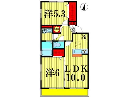 イーストエンジェル青山B棟(2LDK/2階)の間取り写真