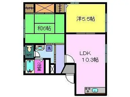 グリーンヒル(2LDK/1階)の間取り写真