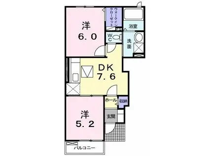 メディウムマレI(2DK/1階)の間取り写真