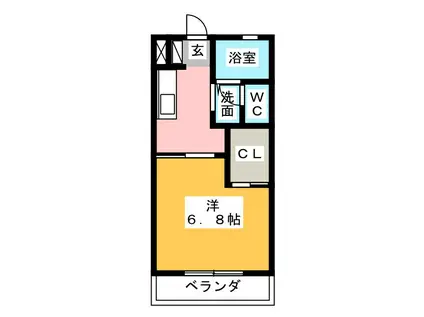 パーシモン館(1K/2階)の間取り写真