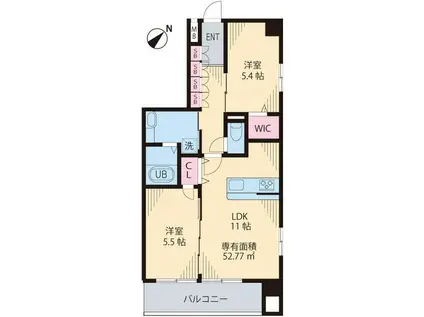 ソレアード茗荷谷(2LDK/4階)の間取り写真