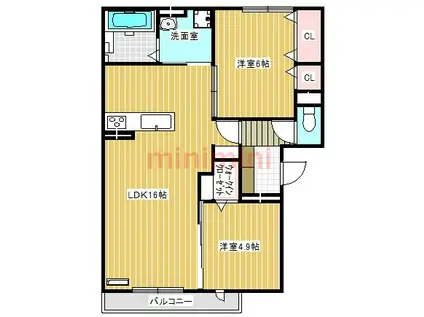 NORD LIVRE(2LDK/2階)の間取り写真