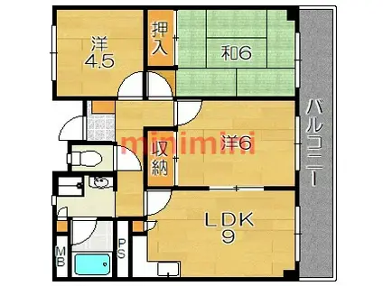稲葉奏風館(3LDK/4階)の間取り写真