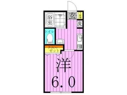 キャメル足立皿沼B号棟(1K/1階)の間取り写真