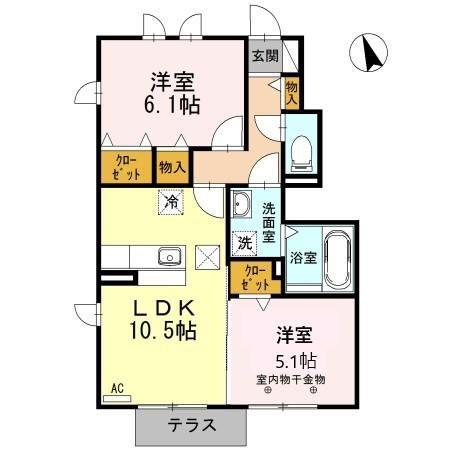 ルレ・エ・シャト-(2LDK/1階)の間取り写真