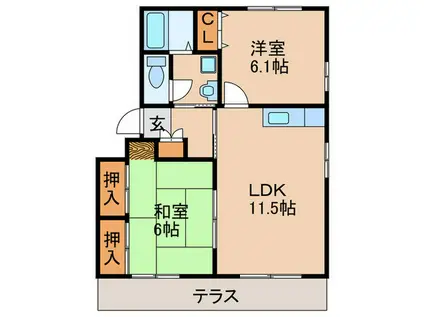 アイリス第2大野城(2LDK/2階)の間取り写真