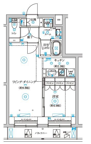 セジョリ中野富士見町(1LDK/2階)の間取り写真