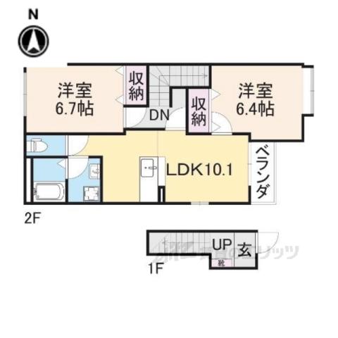 サニー・プレール(2LDK/2階)の間取り写真