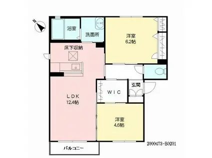 シャーメゾン谷町 B棟(2LDK/2階)の間取り写真