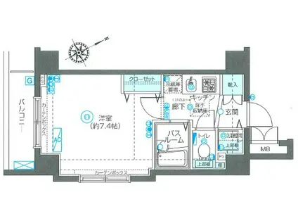 フェニックス国分寺弐番館(1K/2階)の間取り写真