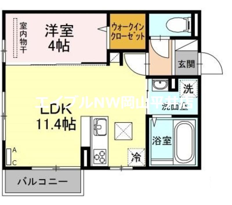 リヴェール(1LDK/1階)の間取り写真