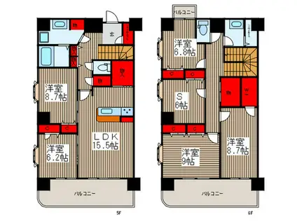 東川口ガーデンプラザ八番館(5SLDK/5階)の間取り写真