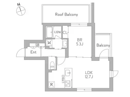 GRANDUO用賀7(1LDK/4階)の間取り写真