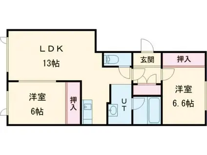 ハイツ楓(2LDK/2階)の間取り写真