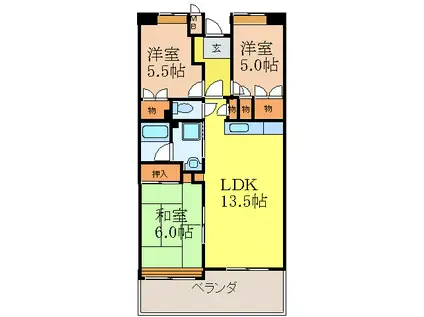 ゼンコーコーポラス8番館(3LDK/4階)の間取り写真