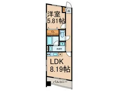 CREST四女子(1LDK/3階)の間取り写真