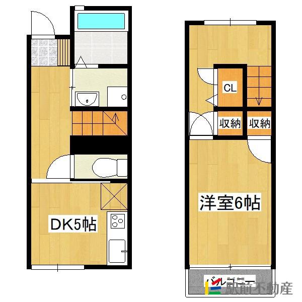 CASA KANRO(1DK/1階)の間取り写真
