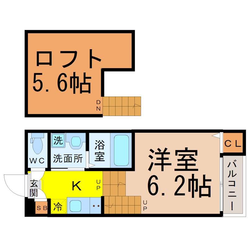 ショコラン(1K/1階)の間取り写真