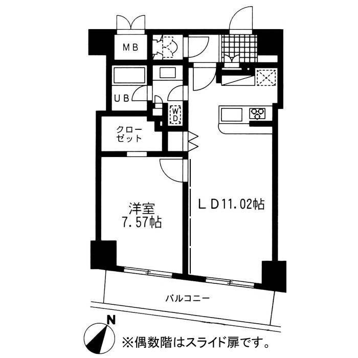 レジディア日本橋人形町II(1LDK/4階)の間取り写真