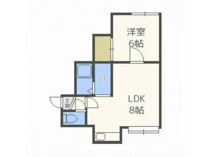 ラポール川沿(1DK/2階)の間取り写真