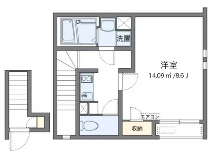 クレイノ岩倉五条(1K/2階)の間取り写真