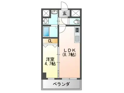 フリーダムレジデンス藤井寺岡(1LDK/4階)の間取り写真