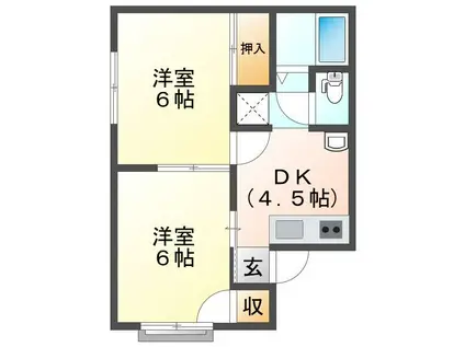 メゾン翌桧(2DK/1階)の間取り写真