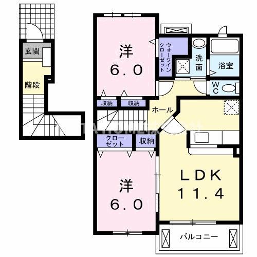 ベルファミーユIII 2番館(2LDK/2階)の間取り写真