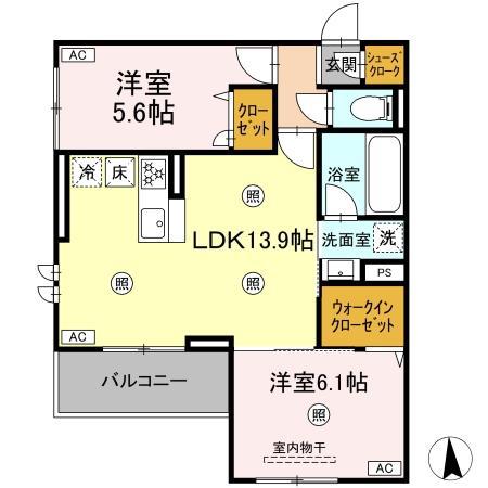 TORISIA T ウエスト(2LDK/1階)の間取り写真