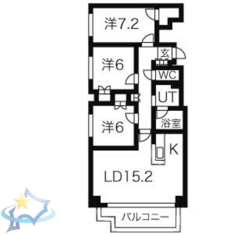 クレステージ宮の森(3LDK/6階)の間取り写真