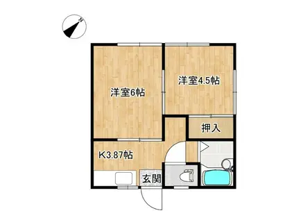 ミユキハイツ(2K/1階)の間取り写真