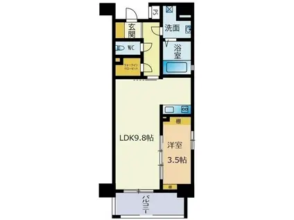 レーベン姪浜駅前(1LDK/5階)の間取り写真