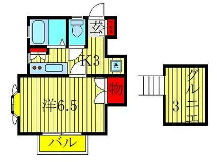 ホワイトハウス瑞穂B棟(1K/2階)の間取り写真