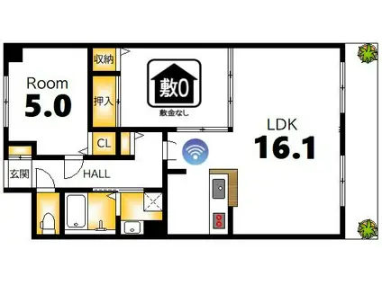 リバーフロント・レジデンス(2LDK/8階)の間取り写真