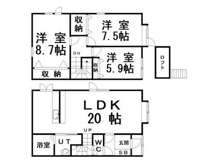 セルシオ駒場3号館(3LDK/1階)の間取り写真