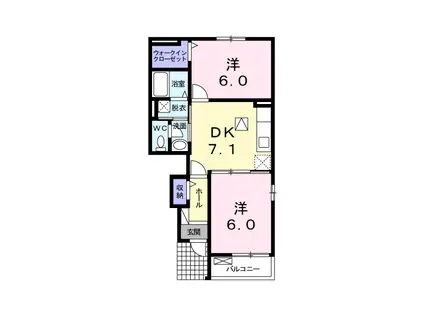 ラウレアガーデン(2DK/1階)の間取り写真