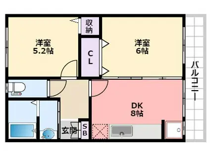 ファーストマンション(2LDK/2階)の間取り写真