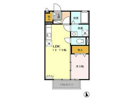 フロンティアハイツ(1LDK/2階)の間取り写真