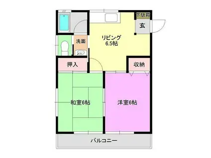 コーポ栄(2DK/1階)の間取り写真