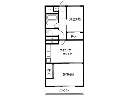メゾン上野毛(2DK/7階)の間取り写真