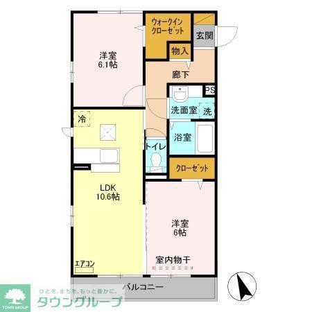 フラッツ酒井根I(2LDK/1階)の間取り写真