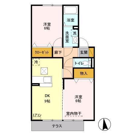 エスペランサK(2LDK/1階)の間取り写真