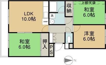 サンフローラ美瀬戸(3LDK/4階)の間取り写真