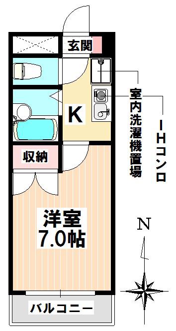 セントラルハイツ元塩(1K/6階)の間取り写真