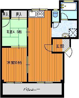 サンハイツ宮浦(2LDK/1階)の間取り写真