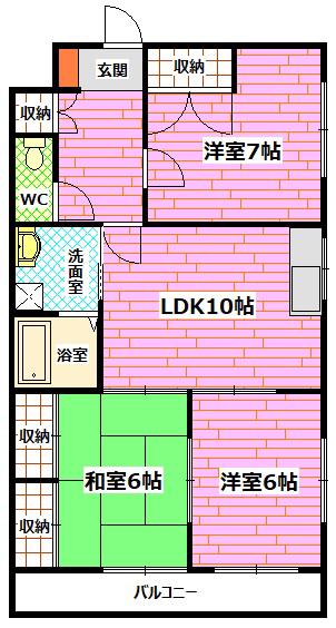 コーポMSD(3LDK/3階)の間取り写真