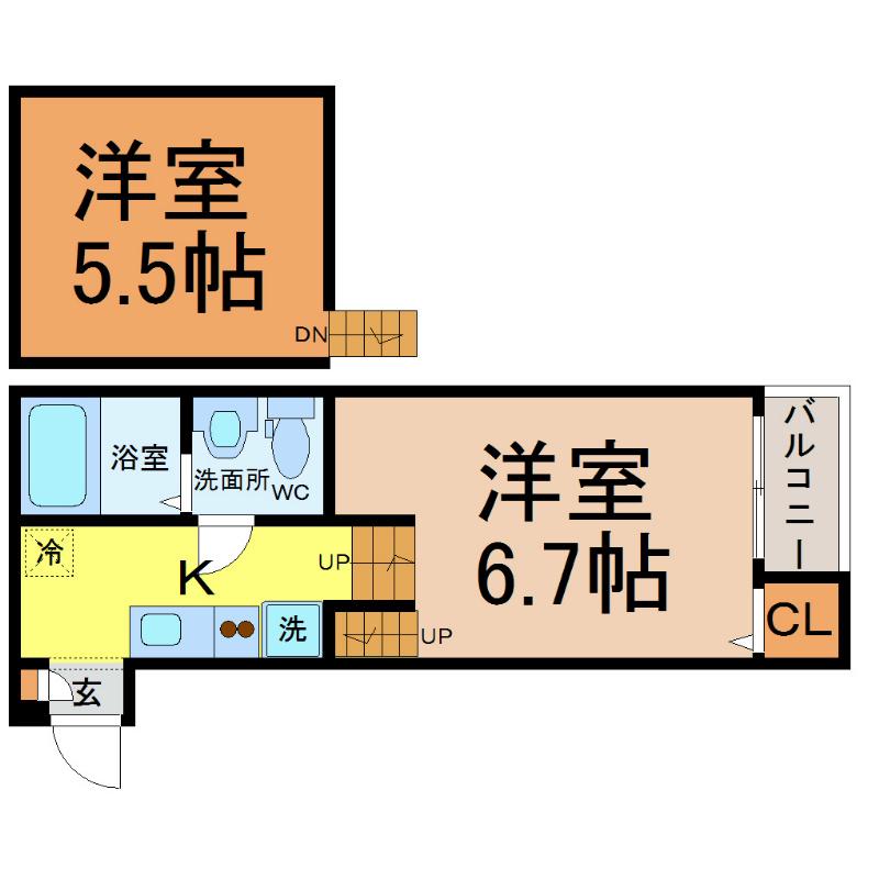 BLISS HOUSE(1K/2階)の間取り写真
