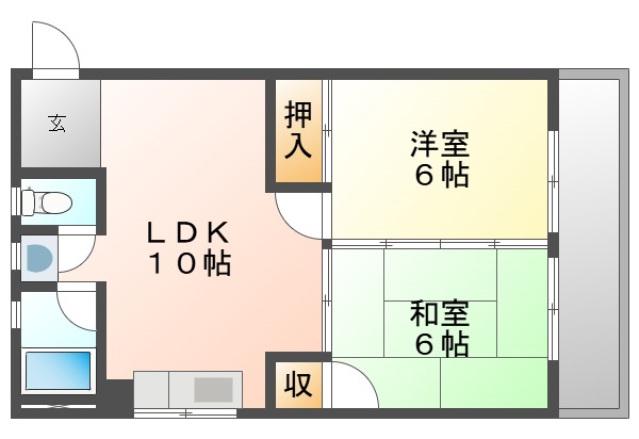 コーポ大本(2LDK/3階)の間取り写真