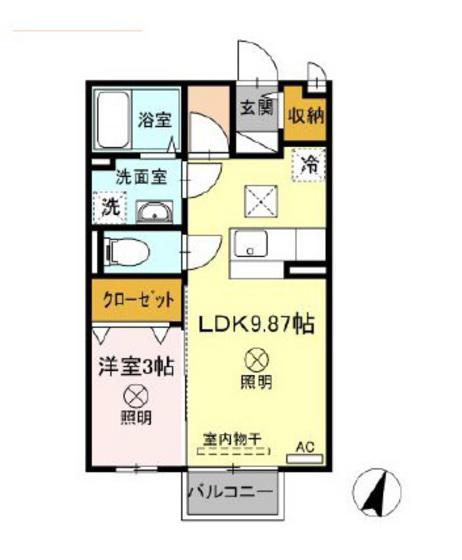 セジュール瀬戸下B棟(1LDK/1階)の間取り写真