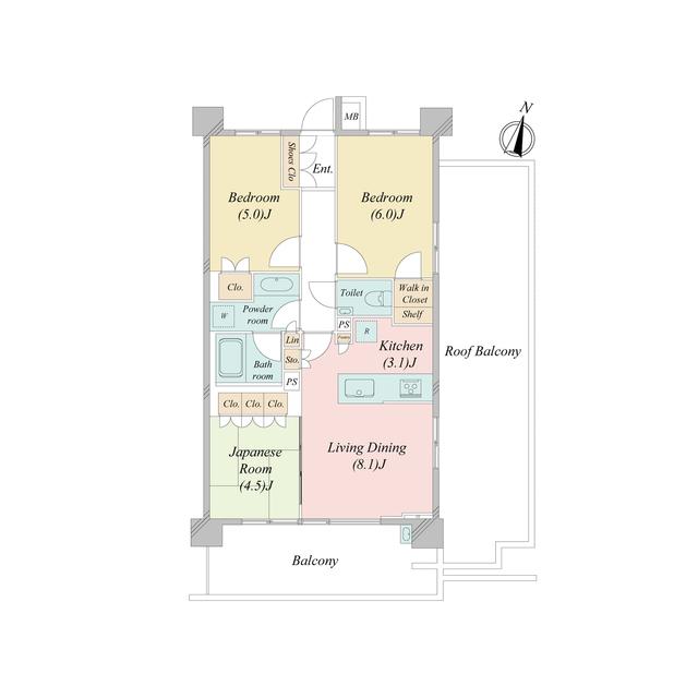 プロミライズB棟-2 607(3LDK/6階)の間取り写真